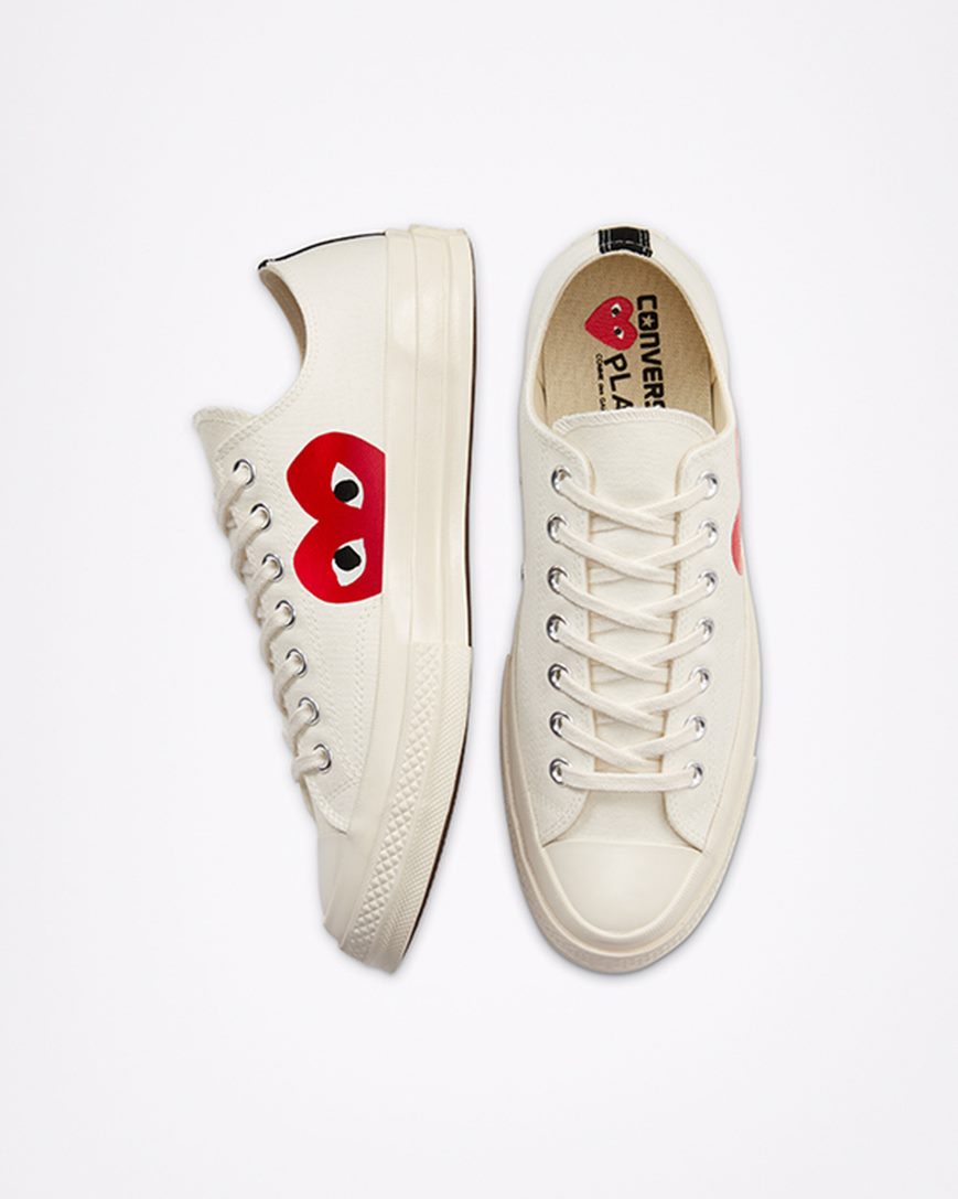 Tenisky Nizke Converse x Comme des Garçons PLAY Chuck 70 Panske Biele Červené | SK GAJQ52